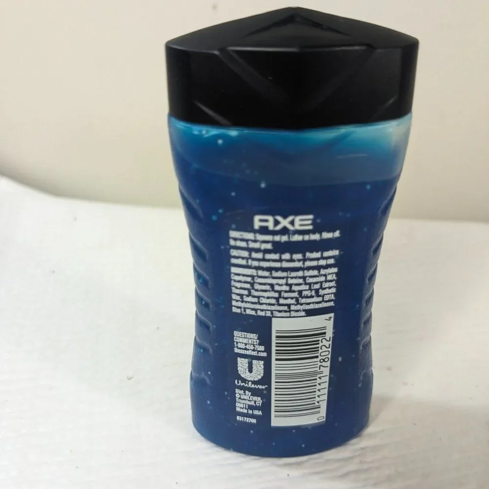 Axe Shock Glacier Water+deep sea mint shower Gel body wash Mini‎ travel size 90%
